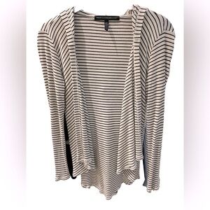 WHBM Open Front Ribbed Hooded Striped Waterfall Cardigan Women’s Size CS ➰